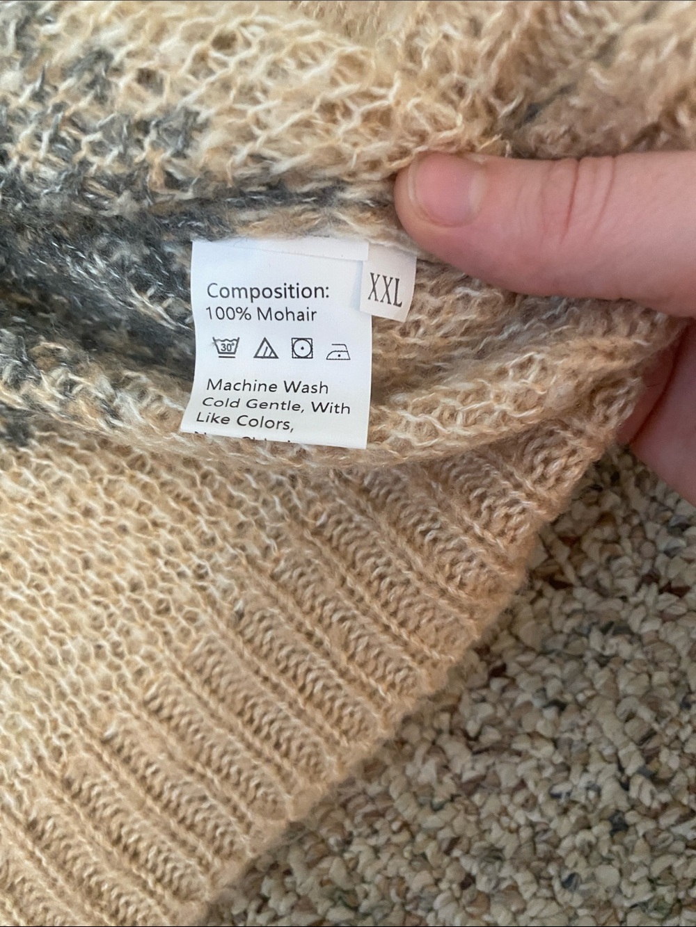 Unbranded 100% Mohair Cozy Grey and Beige Fair Isle Sweater Cottage-core - Picture 2 of 5